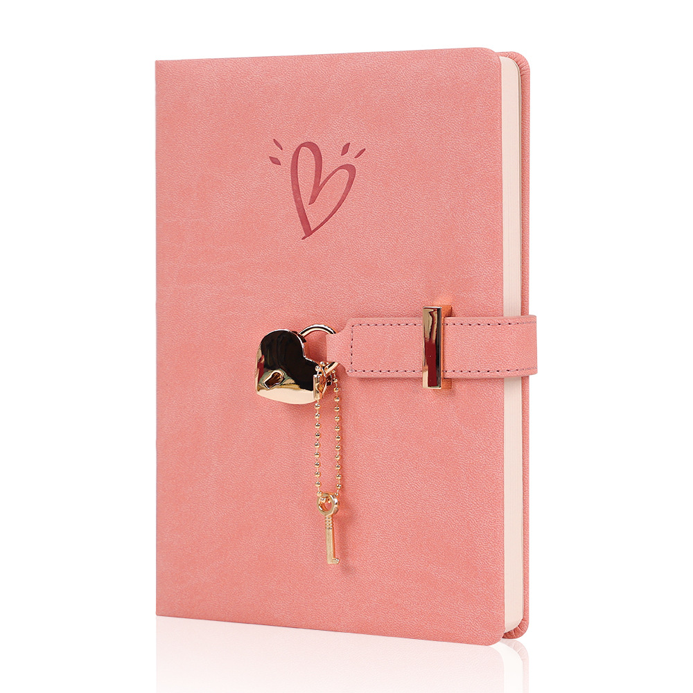 Heart-Shaped Lock Clasp Notebook – Cute PU Leather Journal with Single-Bound Edge, A Dreamy Keepsake for Girls, Teens & the Young at Heart