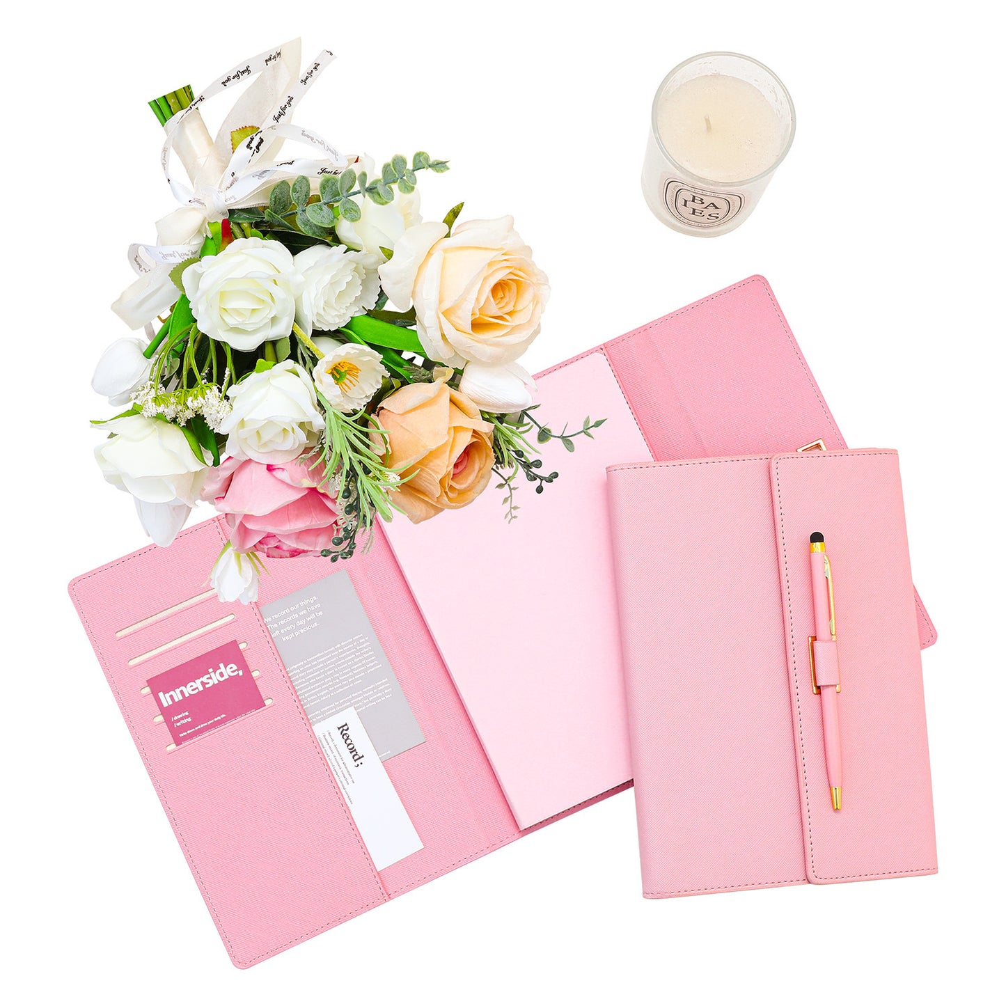 A5 Tri-Fold Pastel Notebook with Pen – Cute 3-Fold Journal Set with Matching Pen, A Sweet & Practical Keepsake for Girls, Teens & Stationery Lovers
