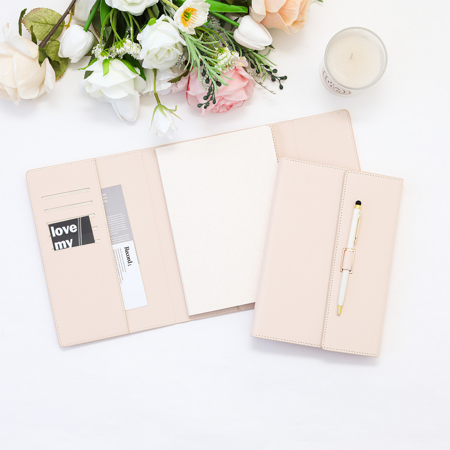 A5 Tri-Fold Pastel Notebook with Pen – Cute 3-Fold Journal Set with Matching Pen, A Sweet & Practical Keepsake for Girls, Teens & Stationery Lovers