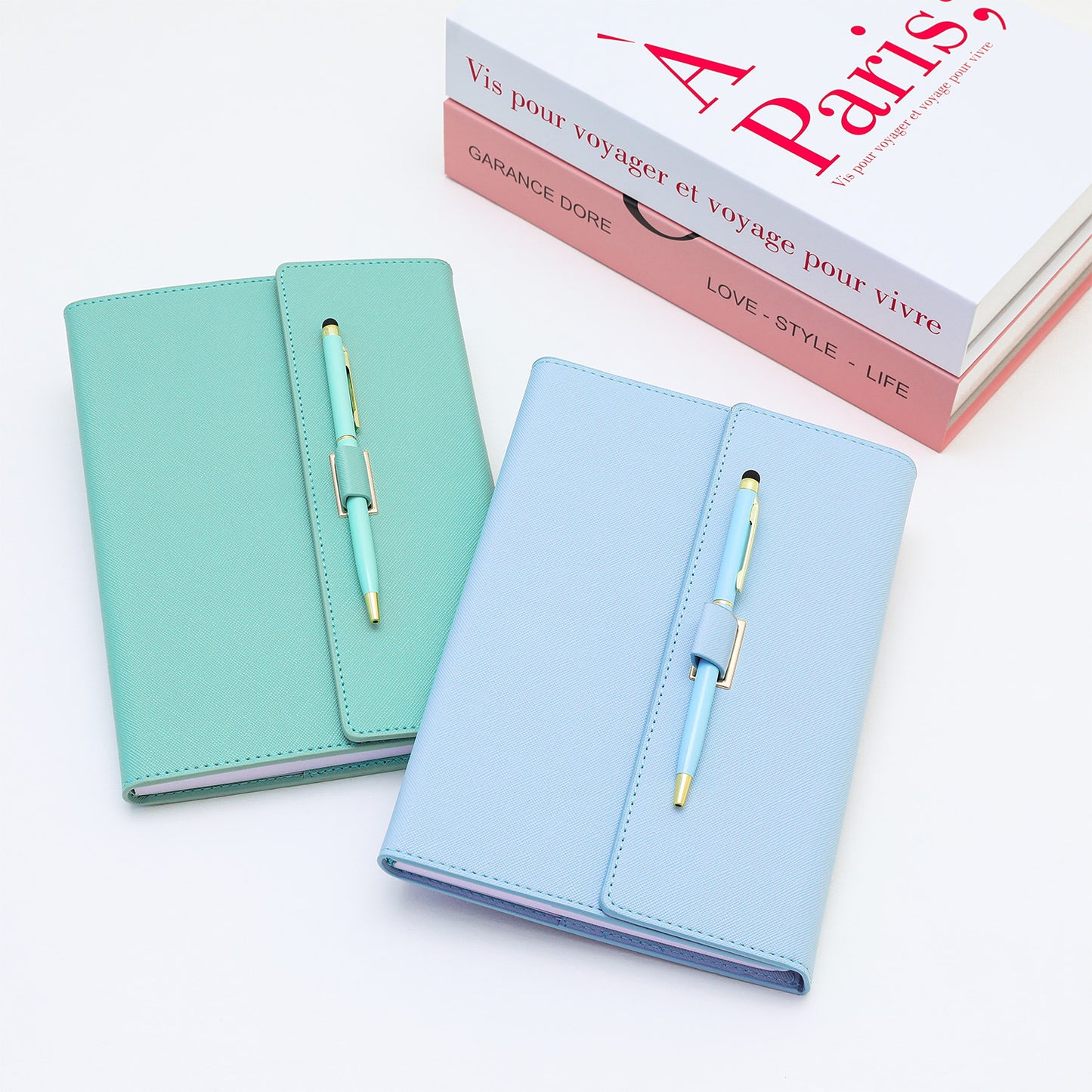 A5 Tri-Fold Pastel Notebook with Pen – Cute 3-Fold Journal Set with Matching Pen, A Sweet & Practical Keepsake for Girls, Teens & Stationery Lovers