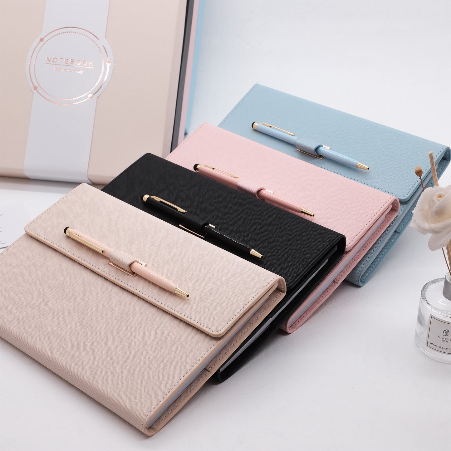 A5 Tri-Fold Pastel Notebook with Pen – Cute 3-Fold Journal Set with Matching Pen, A Sweet & Practical Keepsake for Girls, Teens & Stationery Lovers