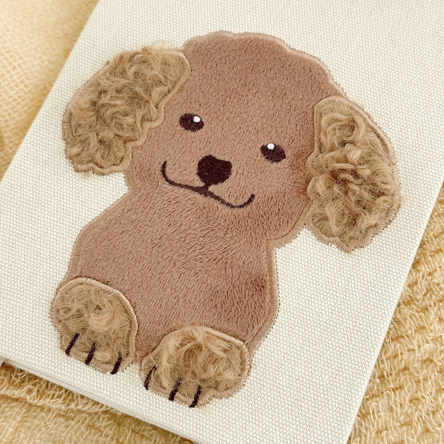 Embroidered Fabric Notebook with Cute Puppy – Towel Embroidery Journal with Soft Fabric Cover, A Heartwarming Keepsake for Dog Lovers of All Ages