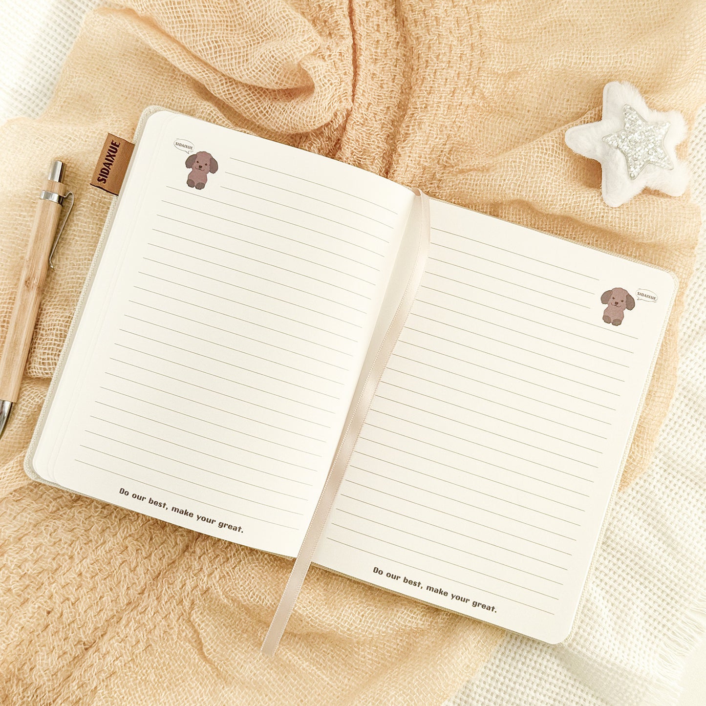 Embroidered Fabric Notebook with Cute Puppy – Towel Embroidery Journal with Soft Fabric Cover, A Heartwarming Keepsake for Dog Lovers of All Ages