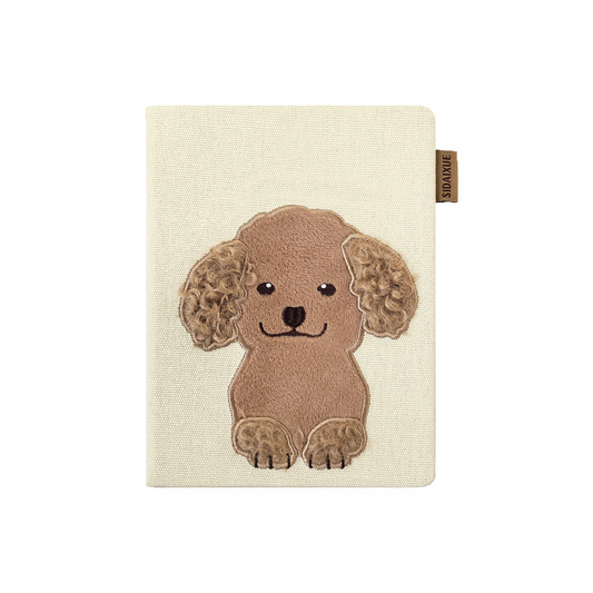 Embroidered Fabric Notebook with Cute Puppy – Towel Embroidery Journal with Soft Fabric Cover, A Heartwarming Keepsake for Dog Lovers of All Ages