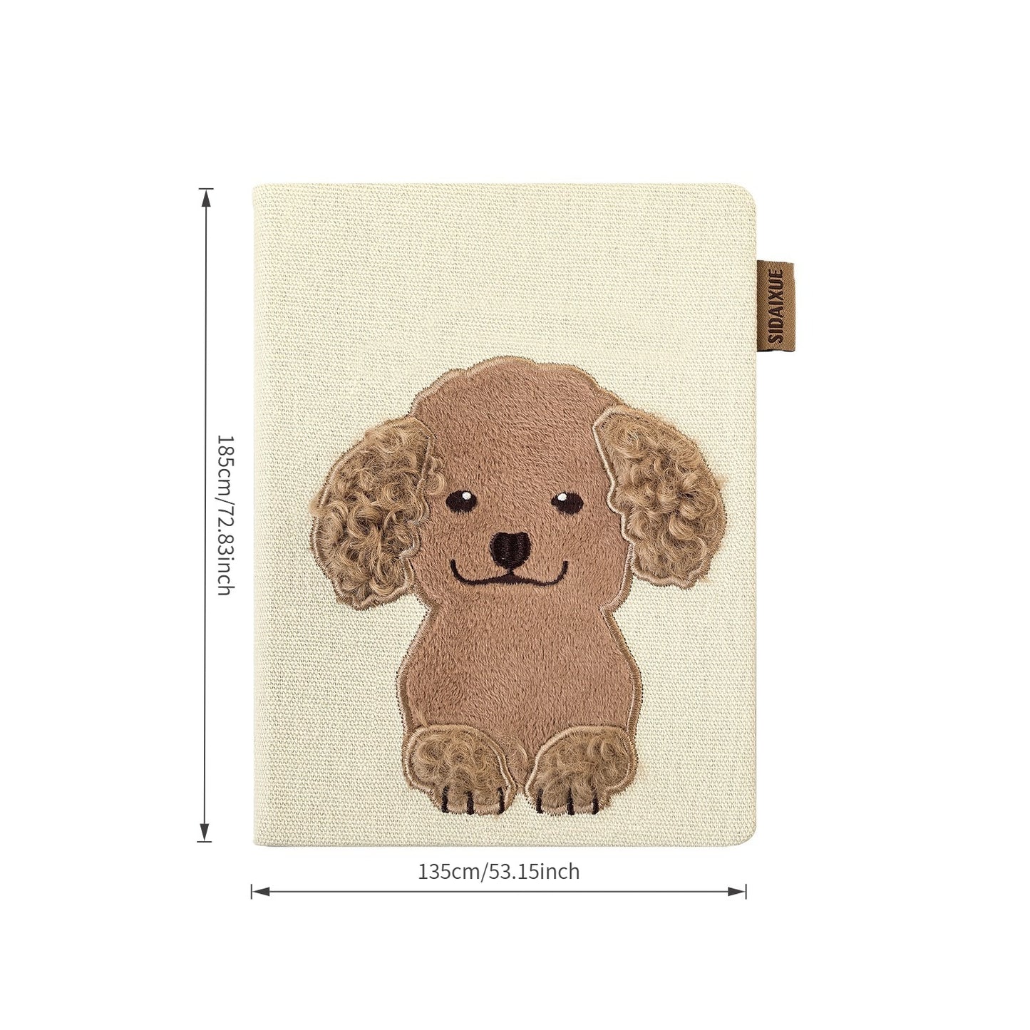 Embroidered Fabric Notebook with Cute Puppy – Towel Embroidery Journal with Soft Fabric Cover, A Heartwarming Keepsake for Dog Lovers of All Ages