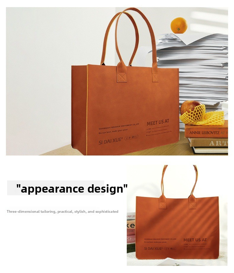 Large Capacity PU Leather Tote Bag – Waterproof Business Commuter Shoulder Bag with Custom Logo Option, A Stylish Everyday Companion for Work & Travel