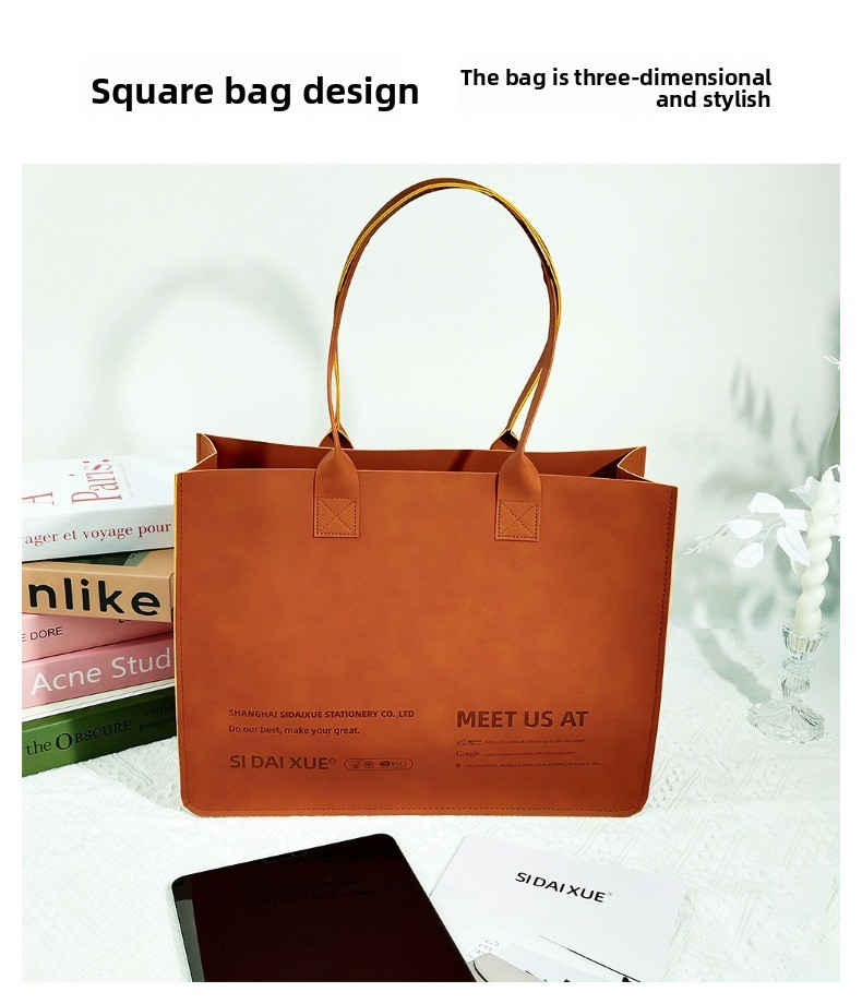 Large Capacity PU Leather Tote Bag – Waterproof Business Commuter Shoulder Bag with Custom Logo Option, A Stylish Everyday Companion for Work & Travel