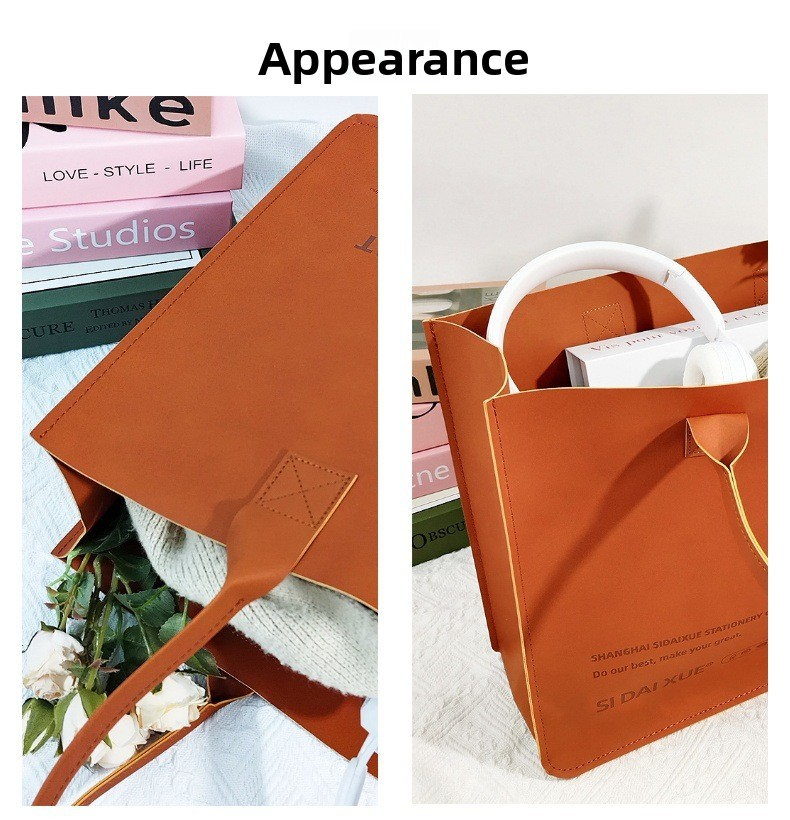 Large Capacity PU Leather Tote Bag – Waterproof Business Commuter Shoulder Bag with Custom Logo Option, A Stylish Everyday Companion for Work & Travel