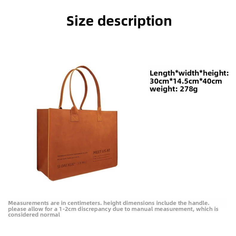 Large Capacity PU Leather Tote Bag – Waterproof Business Commuter Shoulder Bag with Custom Logo Option, A Stylish Everyday Companion for Work & Travel