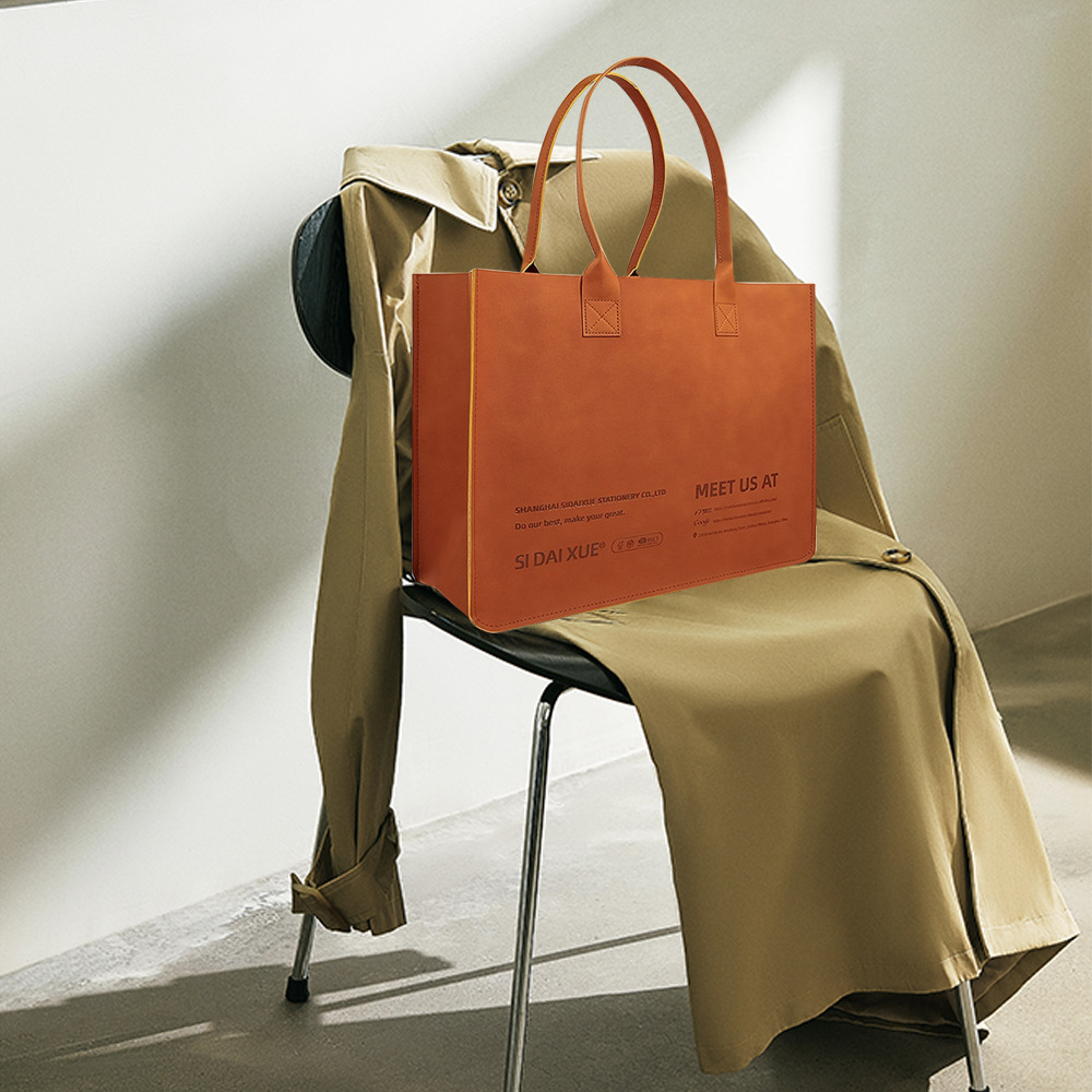 Large Capacity PU Leather Tote Bag – Waterproof Business Commuter Shoulder Bag with Custom Logo Option, A Stylish Everyday Companion for Work & Travel