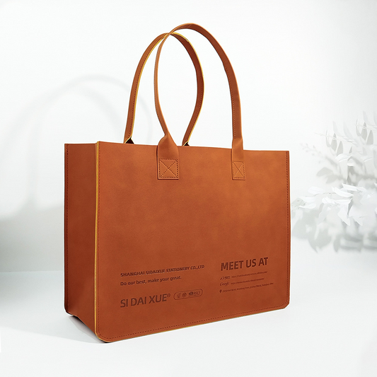 Large Capacity PU Leather Tote Bag – Waterproof Business Commuter Shoulder Bag with Custom Logo Option, A Stylish Everyday Companion for Work & Travel