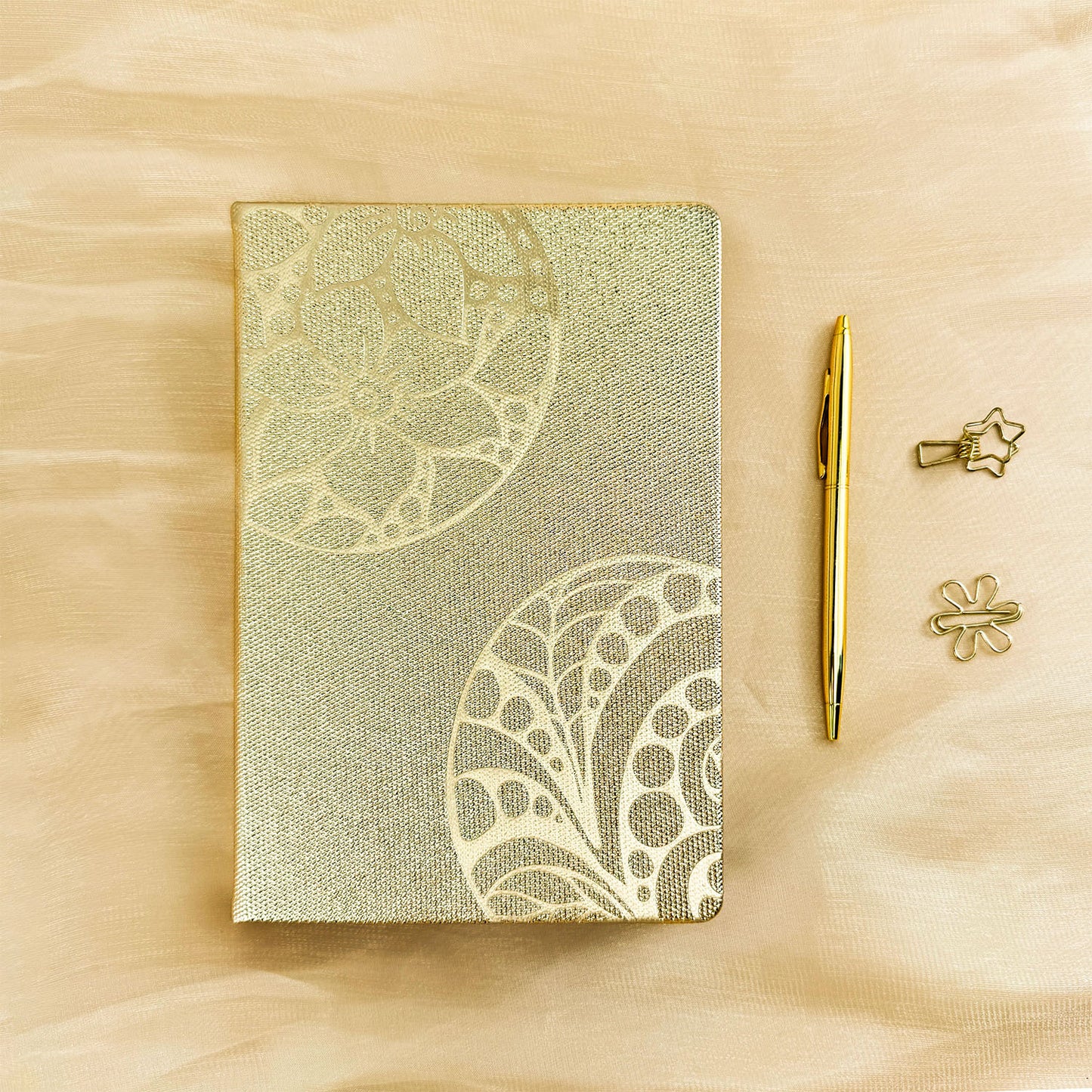 Premium Metallic Gold & Silver PU Leather Notebook – Customizable Embossed Journal with Foil Stamping, A Luxurious Keepsake for Writing, Gifting & Branding