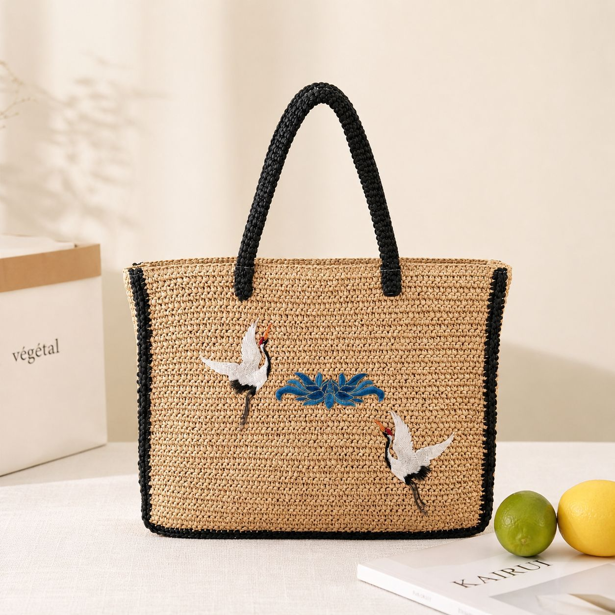 Handwoven Straw Tote Bag – Large Capacity Shoulder Bag with Zipper, A Versatile Summer Essential for Beach, Travel & Everyday Style