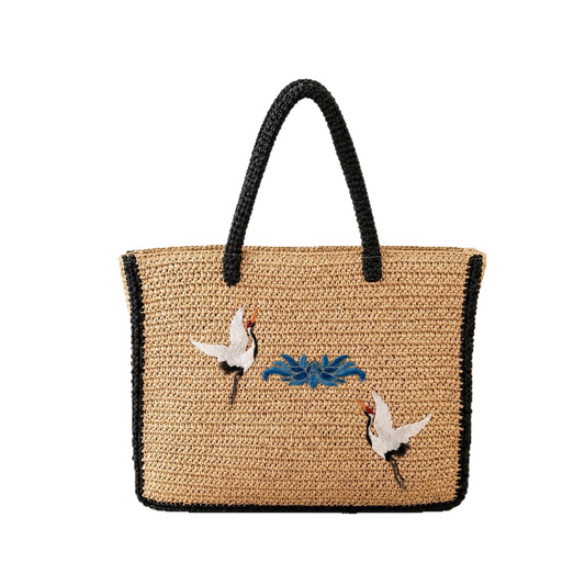 Handwoven Straw Tote Bag – Large Capacity Shoulder Bag with Zipper, A Versatile Summer Essential for Beach, Travel & Everyday Style