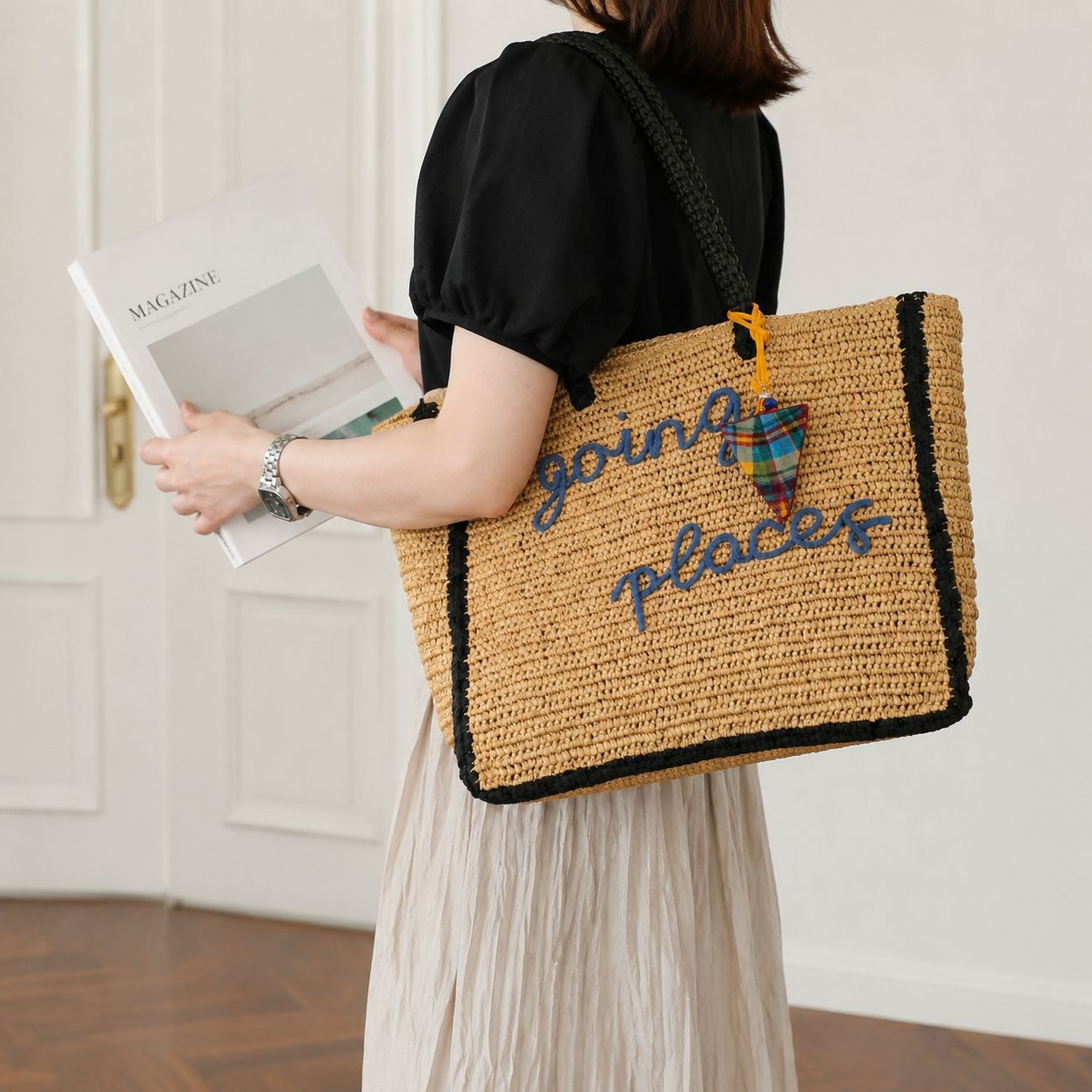 2026 New Arrival Handwoven Straw Tote Bag – Large Capacity Beach Shoulder Bag with Soft Handles, A Breezy Summer Essential for Vacation & Everyday Style