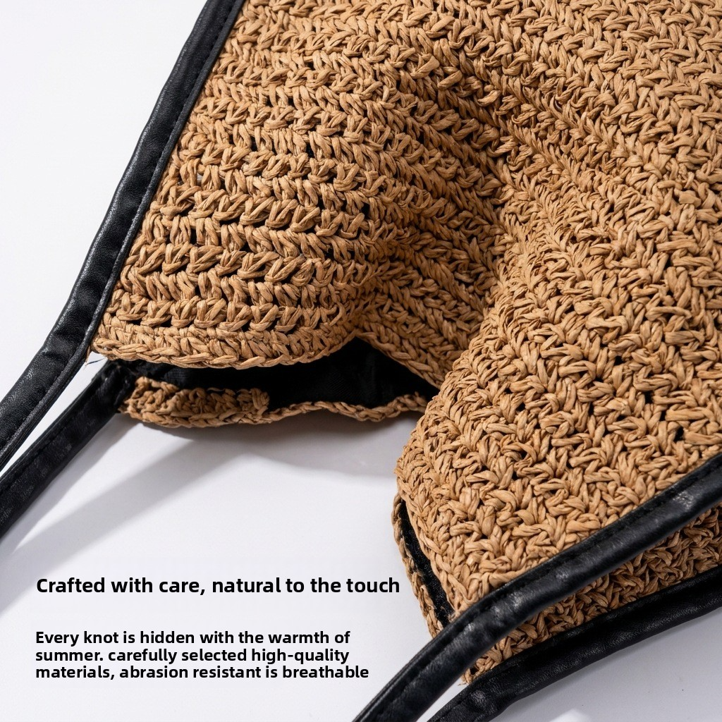 New Arrival Large Straw Tote Bag – Handwoven Casual Shoulder Bag with Striped Design, A Stylish Beach & Vacation Essential for Summer