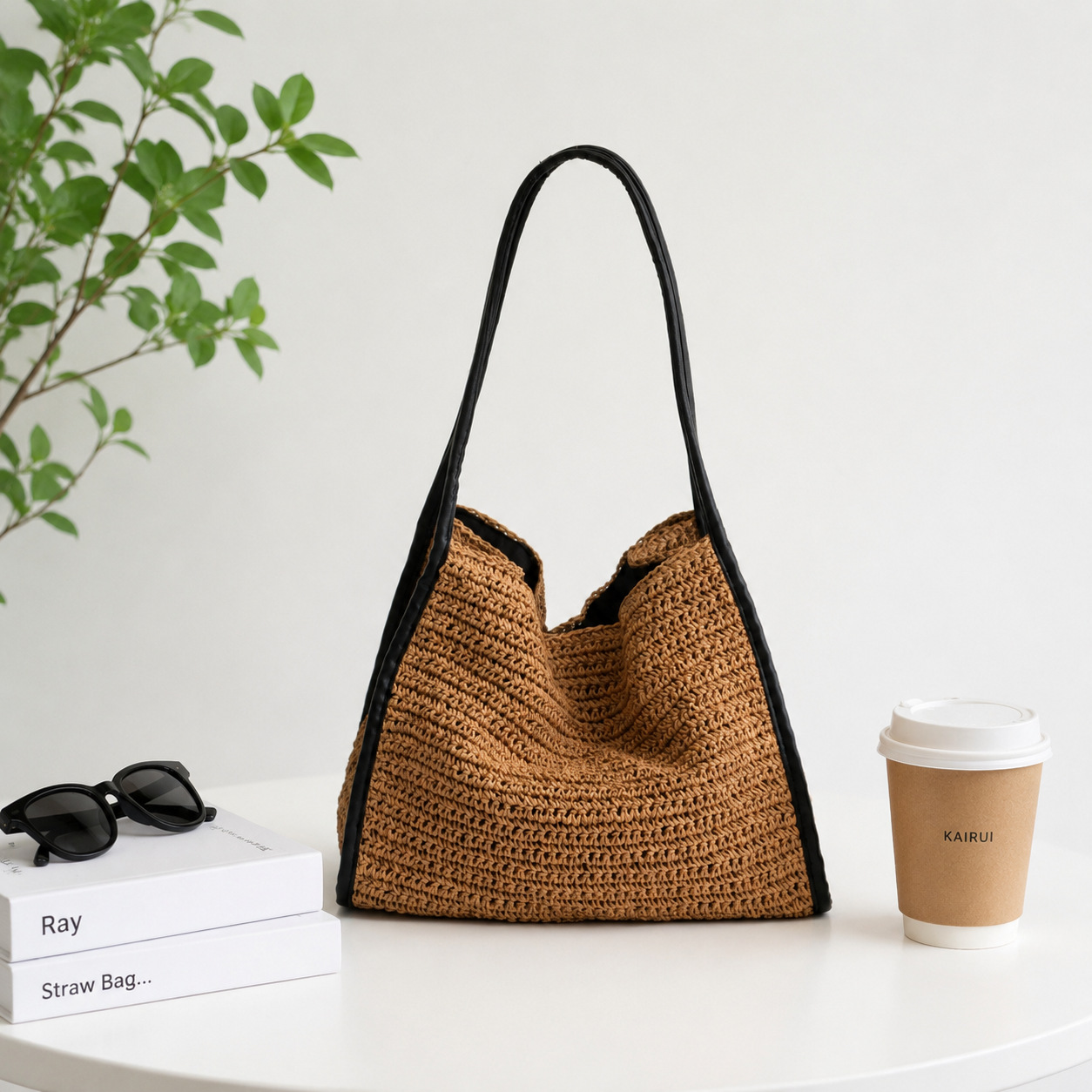 New Arrival Large Straw Tote Bag – Handwoven Casual Shoulder Bag with Striped Design, A Stylish Beach & Vacation Essential for Summer