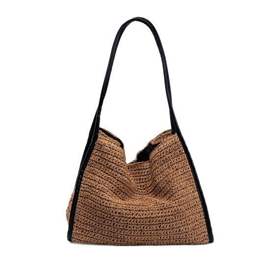New Arrival Large Straw Tote Bag – Handwoven Casual Shoulder Bag with Striped Design, A Stylish Beach & Vacation Essential for Summer
