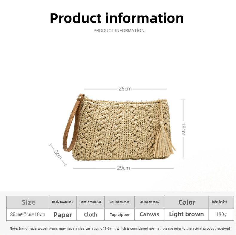 New Arrival Tassel Straw Clutch Bag – Handwoven Boho Evening Purse with Flowing Fringe, A Premium Beach & Vacation Accessory for Women