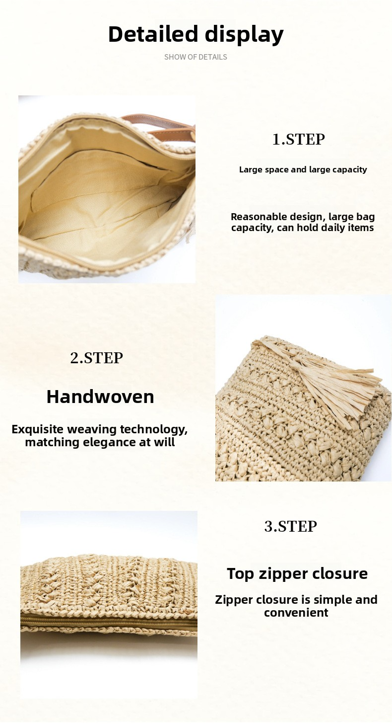 New Arrival Tassel Straw Clutch Bag – Handwoven Boho Evening Purse with Flowing Fringe, A Premium Beach & Vacation Accessory for Women