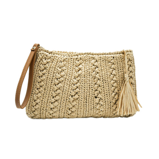 New Arrival Tassel Straw Clutch Bag – Handwoven Boho Evening Purse with Flowing Fringe, A Premium Beach & Vacation Accessory for Women