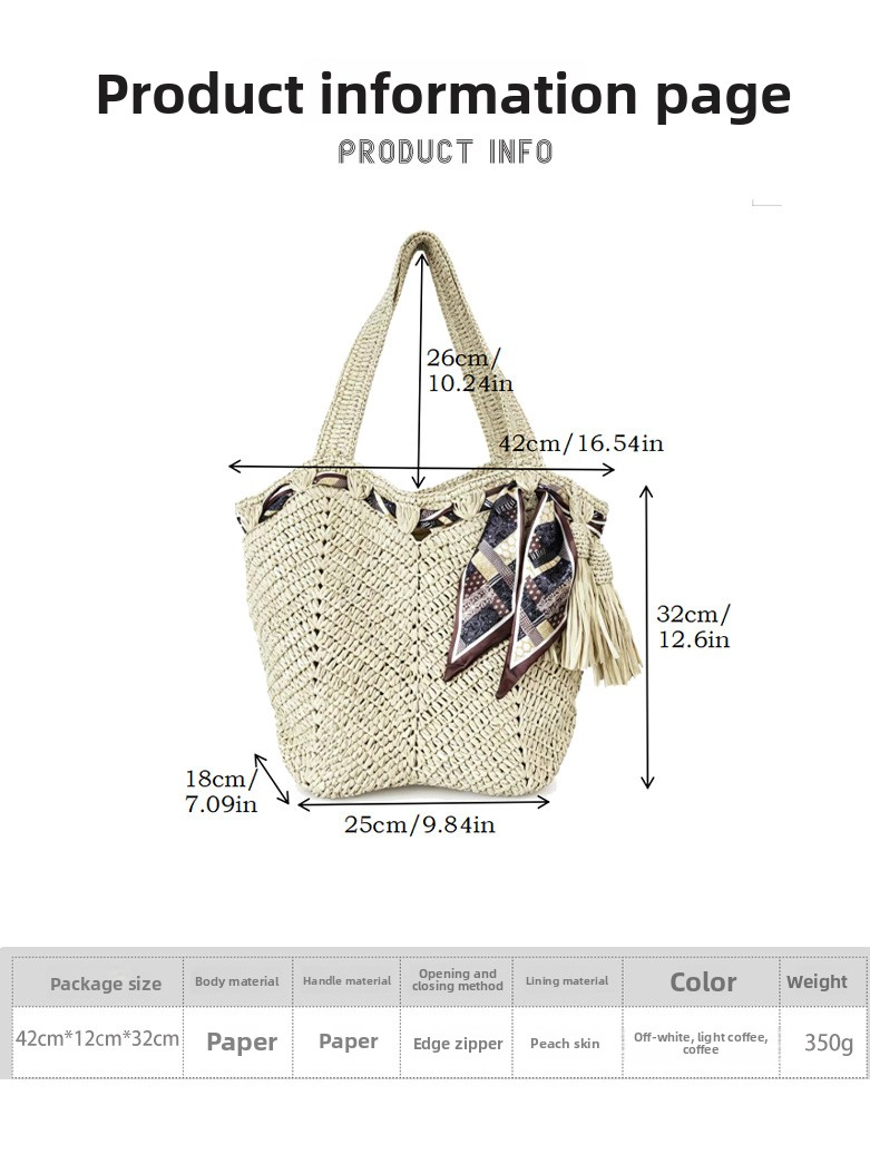 New Arrival Tassel Straw Tote Bag – Handwoven Large Capacity Beach Shoulder Bag with Boho Fringe, A Summer Essential for Vacation & Everyday Style