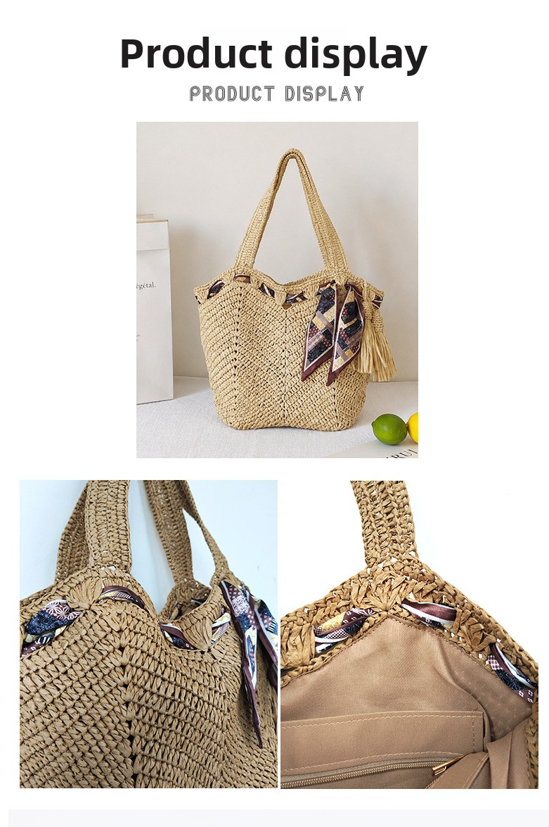 New Arrival Tassel Straw Tote Bag – Handwoven Large Capacity Beach Shoulder Bag with Boho Fringe, A Summer Essential for Vacation & Everyday Style