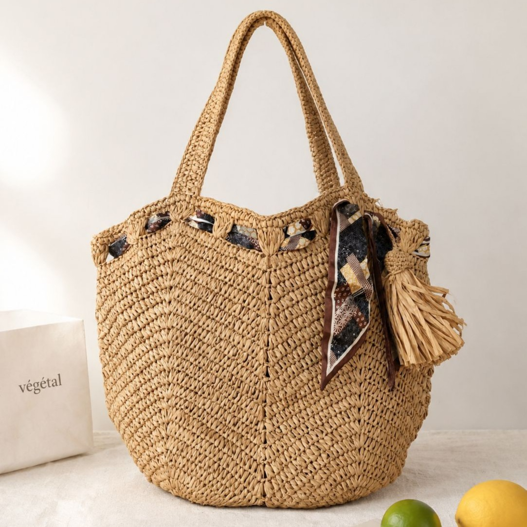 New Arrival Tassel Straw Tote Bag – Handwoven Large Capacity Beach Shoulder Bag with Boho Fringe, A Summer Essential for Vacation & Everyday Style