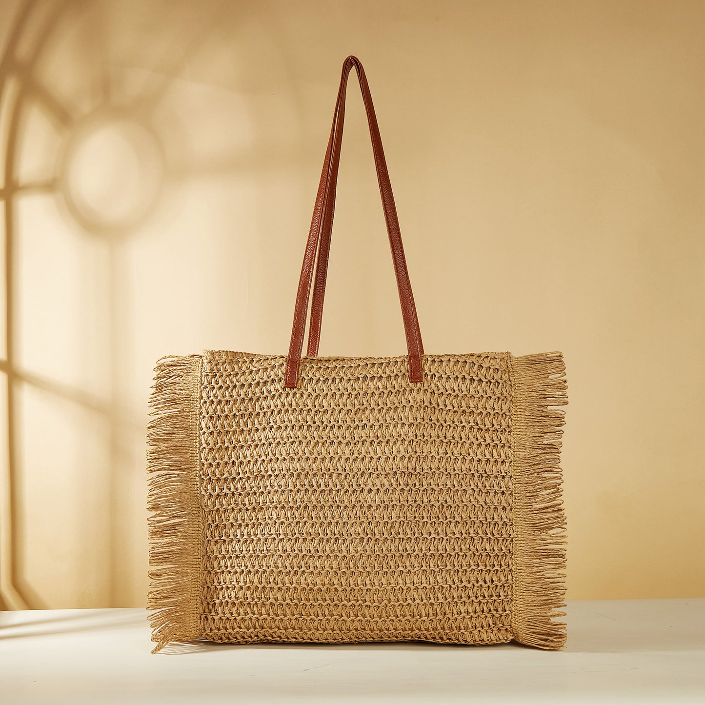 New Arrival Tassel Straw Tote Bag – Handwoven Large Capacity Beach Shoulder Bag, A Versatile Summer Essential for Vacation & Everyday Style