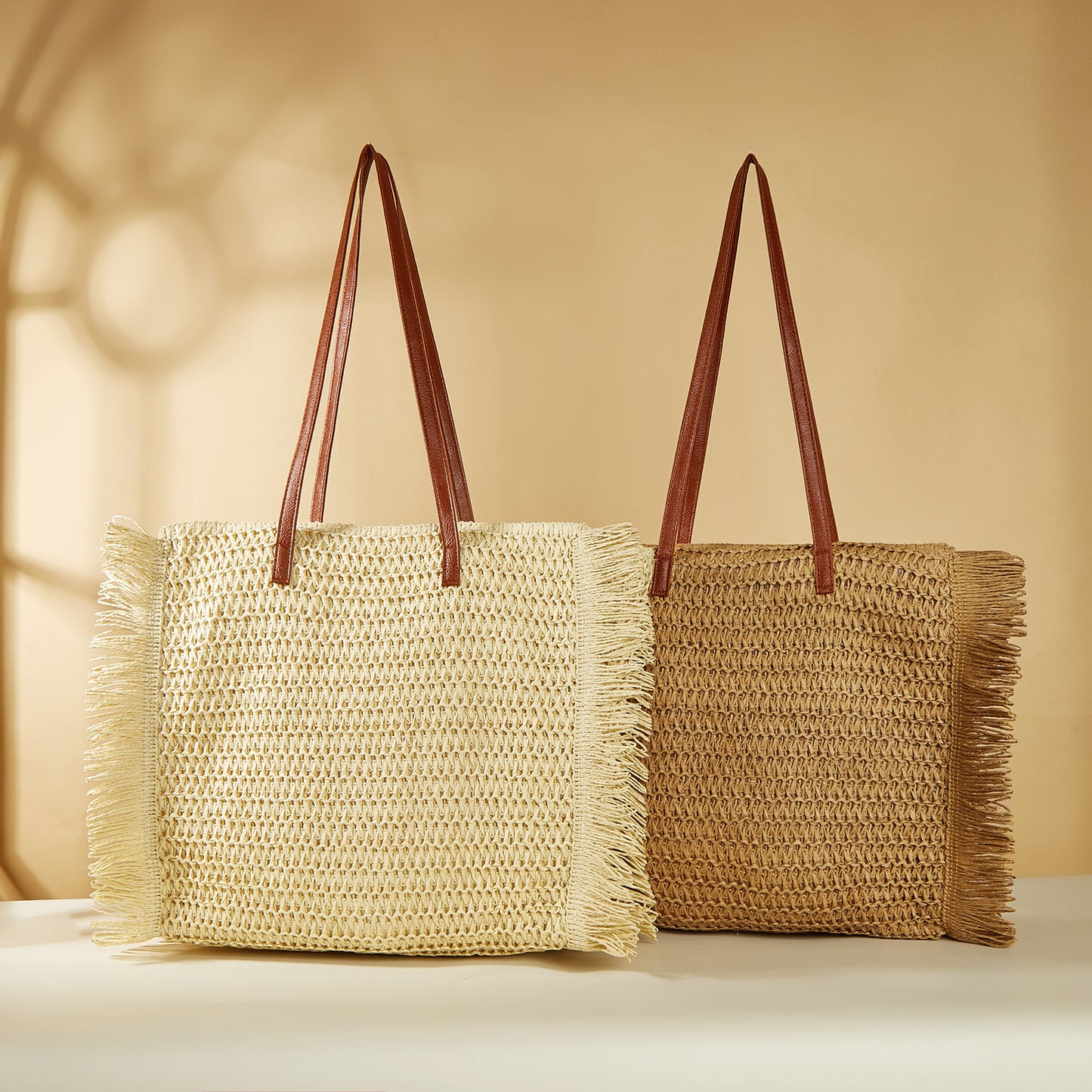 New Arrival Tassel Straw Tote Bag – Handwoven Large Capacity Beach Shoulder Bag, A Versatile Summer Essential for Vacation & Everyday Style