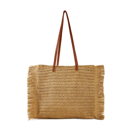 New Arrival Tassel Straw Tote Bag – Handwoven Large Capacity Beach Shoulder Bag, A Versatile Summer Essential for Vacation & Everyday Style