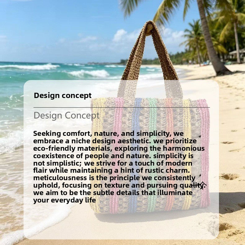 New Arrival Rainbow Striped Handwoven Straw Tote Bag – Hollow Woven Large Capacity Beach Shoulder Bag, A Vibrant Summer Essential for Vacation & Everyday Style