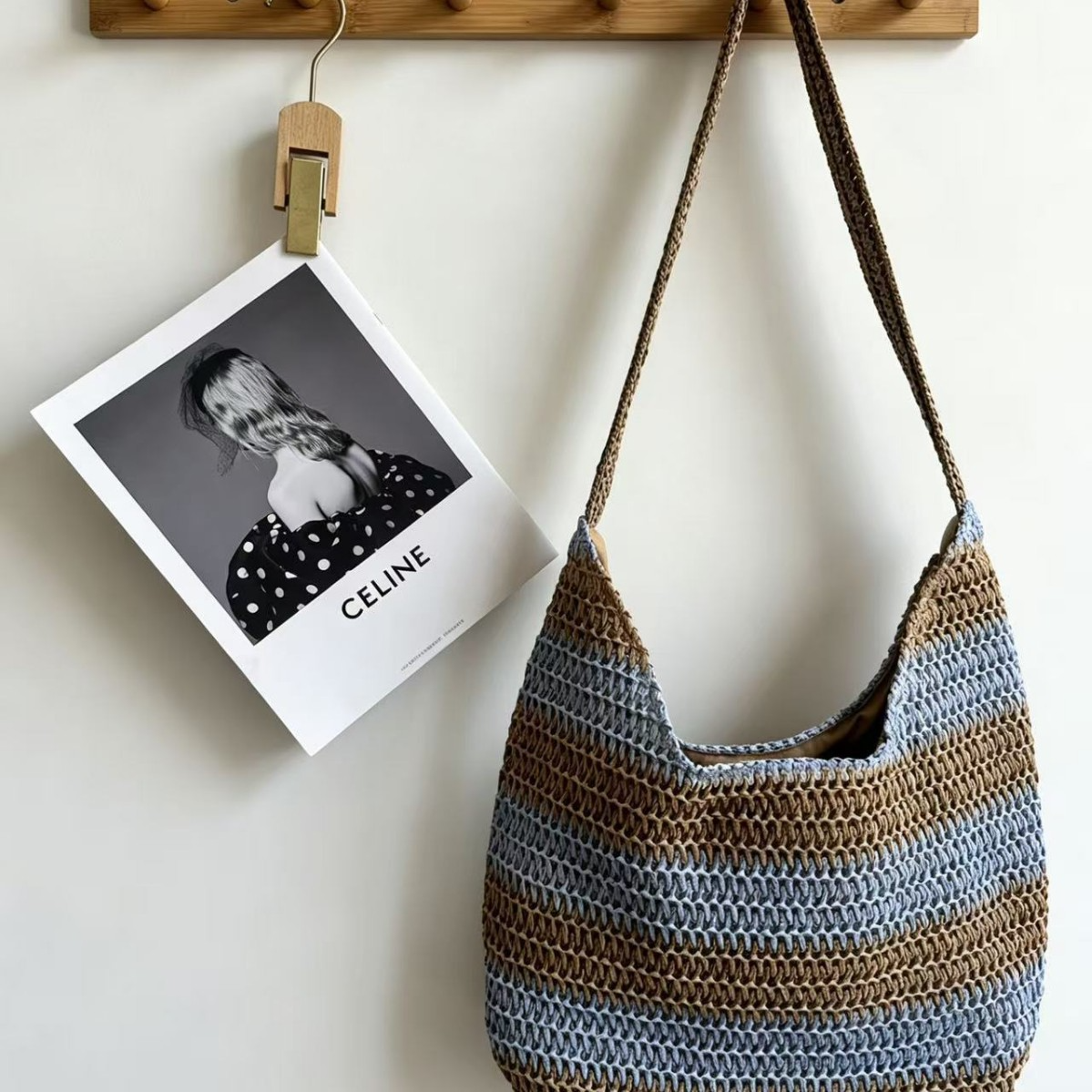 Vintage Striped Straw Slouchy Tote Bag – Large Capacity Forest Style Shoulder Bag, A Relaxed Summer Essential for Beach, Commute & Everyday Style