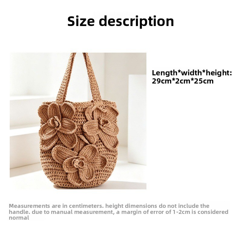 New Arrival 3D Flower Straw Tote Bag – Handwoven Hollow Shoulder Bag with Floral Embellishments, A Romantic & Spacious Summer Essential for Beach, Vacation & Everyday Style