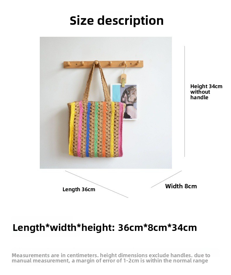 New Arrival French Style Rainbow Straw Tote Bag – Handwoven Large Capacity Underarm Shoulder Bag, A Breezy Summer Essential for Beach, Vacation & Everyday Style