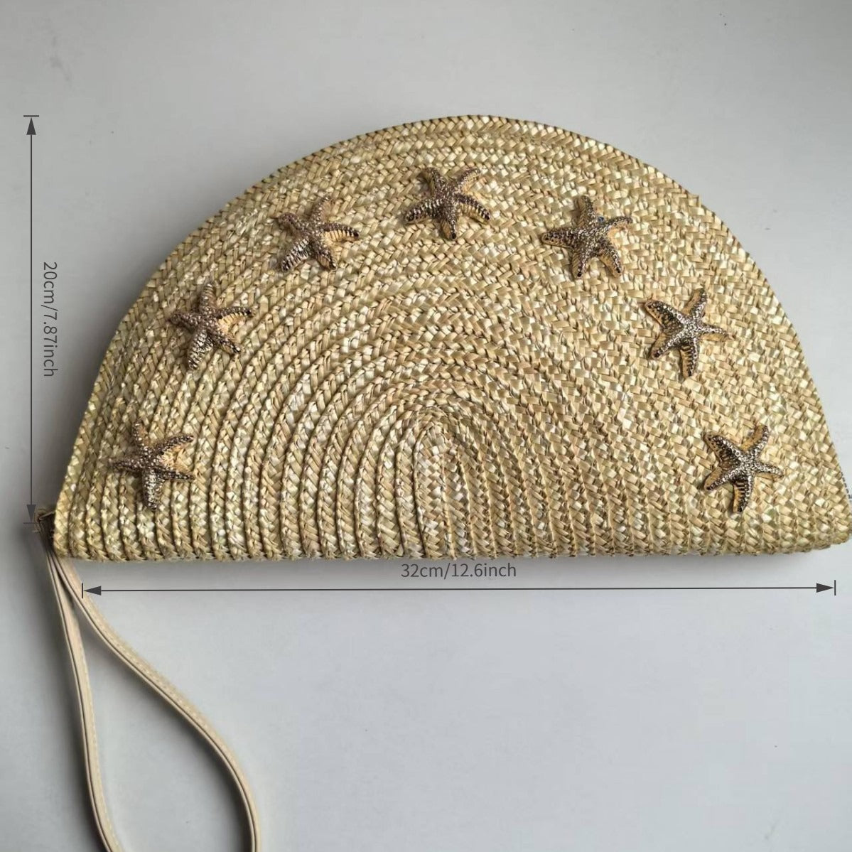 New Arrival Starfish Straw Clutch Bag – Handwoven Semi-Circle Beach Purse with Seashell Accents, A Coastal-Chic Summer Essential for Vacation & Everyday Style
