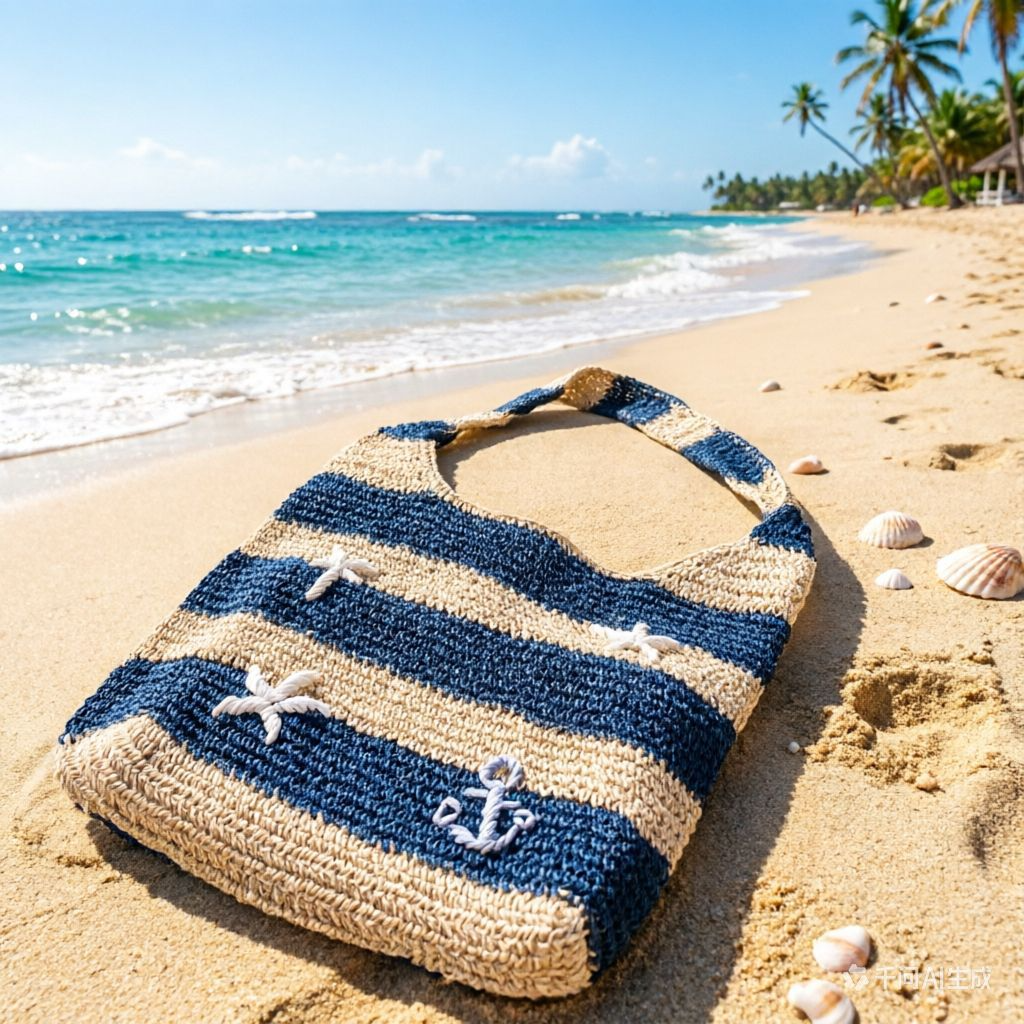 New Arrival Blue & White Striped Straw Tote Bag – Handwoven Classic Beach Shoulder Bag with Versatile Carry Options, A Timeless Summer Essential for Vacation & Everyday Style
