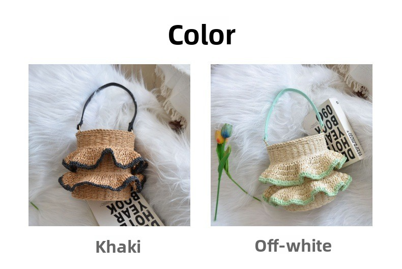 New Arrival Ruffle Straw Bucket Bag – Handwoven Cute Shoulder Tote with Flounce Trim, A Sweet & Spacious Summer Essential for Beach, Vacation & Everyday Style