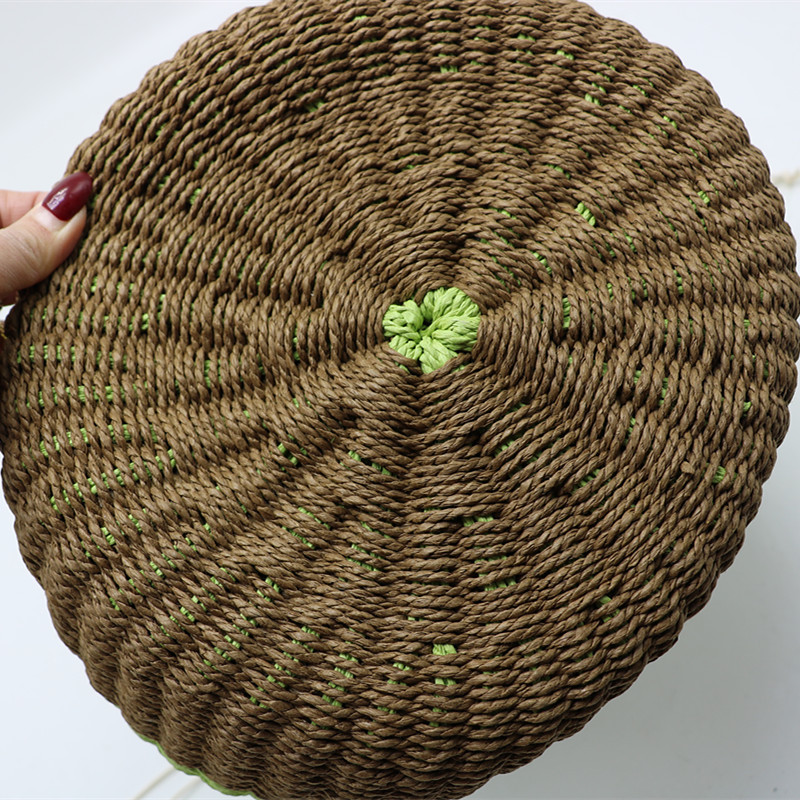 New Arrival Wood Bead Handle Straw Tote Bag – Handwoven Diagonal Basket Purse with Boho Charm, A Lightweight & Roomy Summer Essential for Beach, Market & Everyday Style