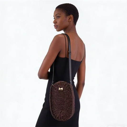 New Arrival Oval Straw Shoulder Bag – Handwoven Woven Purse in Beige & Camel, A Versatile Summer Essential for Beach, Vacation & Everyday Style