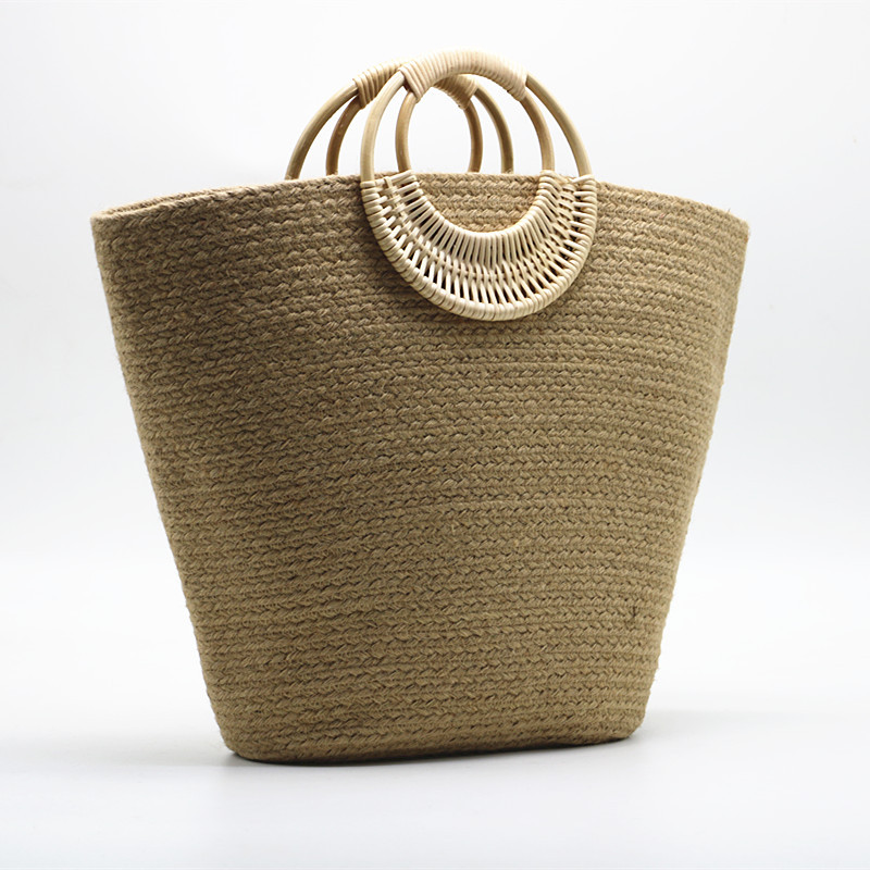New Arrival Large Jute Rope Straw Tote Bag – Handwoven Beach Shoulder Bag with Leather Handles & Zipper, A Spacious Summer Essential for Vacation, Travel & Everyday Use