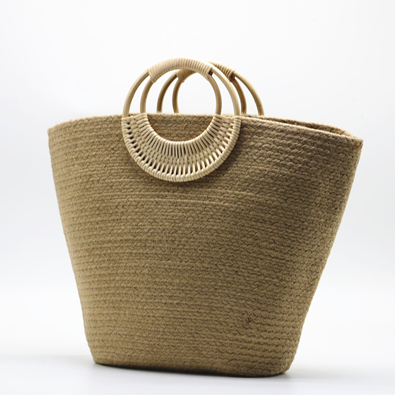 New Arrival Large Jute Rope Straw Tote Bag – Handwoven Beach Shoulder Bag with Leather Handles & Zipper, A Spacious Summer Essential for Vacation, Travel & Everyday Use