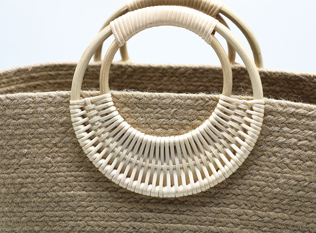 New Arrival Large Jute Rope Straw Tote Bag – Handwoven Beach Shoulder Bag with Leather Handles & Zipper, A Spacious Summer Essential for Vacation, Travel & Everyday Use