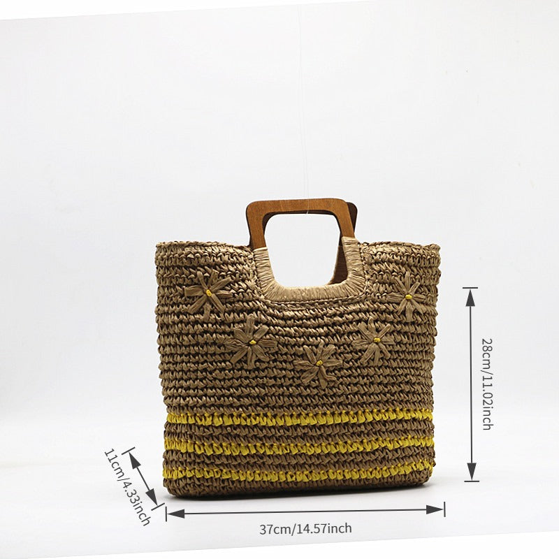 New Arrival Embroidered Paper Straw Tote Bag – Large Capacity Handwoven Shoulder Bag with Floral Embroidery, A Chic & Spacious Summer Essential for Beach, Vacation & Everyday Style