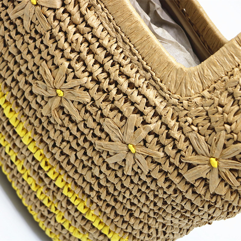 New Arrival Embroidered Paper Straw Tote Bag – Large Capacity Handwoven Shoulder Bag with Floral Embroidery, A Chic & Spacious Summer Essential for Beach, Vacation & Everyday Style