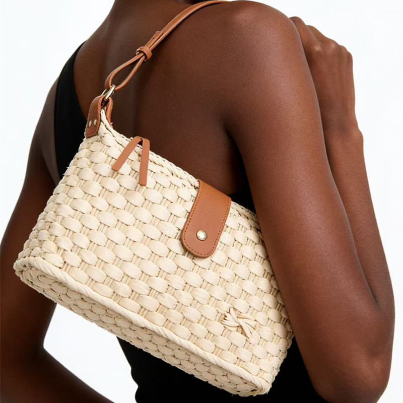 New Arrival Fashion Woven Crossbody Bag – Trendy Straw Shoulder Purse with Versatile 2-in-1 Strap, A Lightweight Summer Essential for Vacation, Commute & Everyday Style
