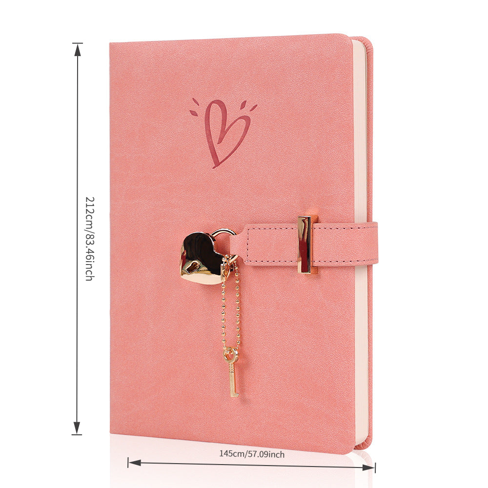 Heart-Shaped Lock Clasp Notebook – Cute PU Leather Journal with Single-Bound Edge, A Dreamy Keepsake for Girls, Teens & the Young at Heart