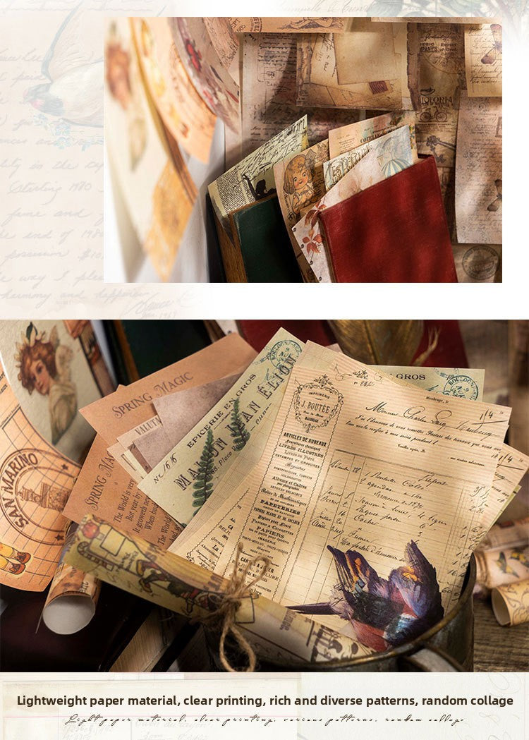 30-Piece "Beautiful Day" Vintage Ephemera Pack – "Days of Yore" Series, 6 Themed Designs, DIY Journaling & Scrapbooking Background Paper